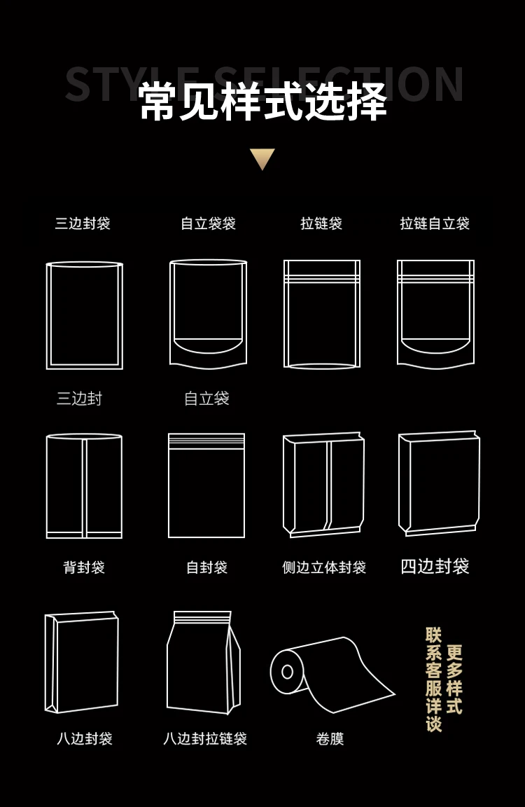 Customized Matt eight-side seal food packaging  foil self-sealing  Food Safety Composite Plastic Bag with Button