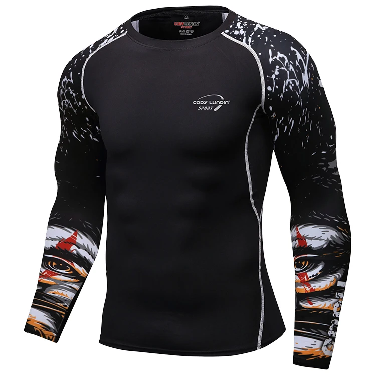 Custom logo rash guard with rubber band men mma sports clothing