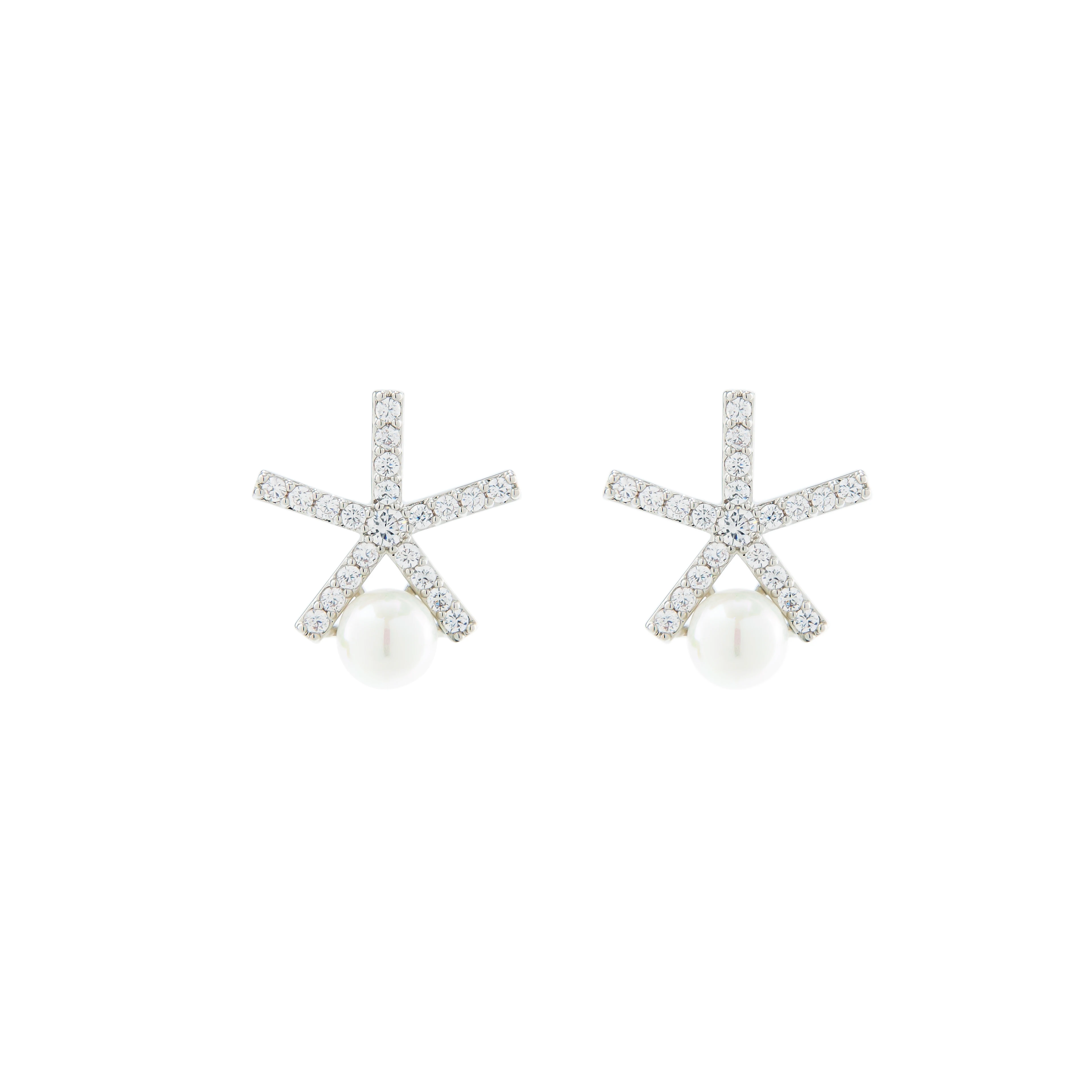 Factory Direct Priced Elegant and Stylish Palladium White K Natural Freshwater Pearl Earrings