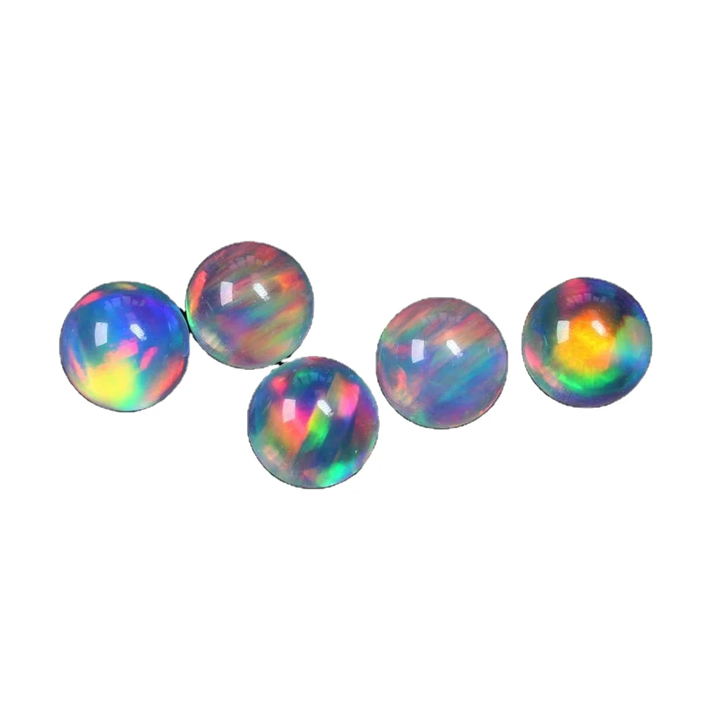 Wholesale Kyocera Lab Created Resin Free Galaxy Loose Opal Stone Ball Cut Green Fire Synthetic Heat Resistant Gilson Opal Beads