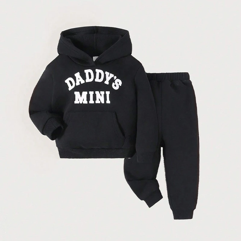 Bamboo cotton kids hoodie set fleece children tracksuit custom sweatsuit set kids clothing set organic children streetwear