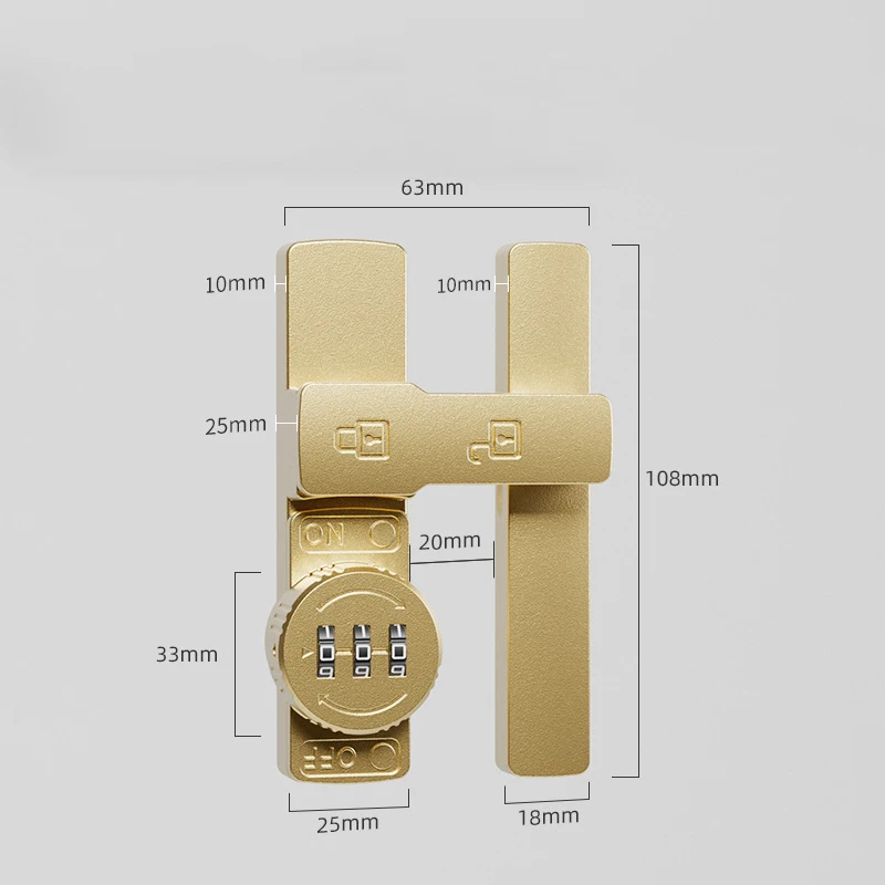 Zinc Alloy Punch Free Sliding Door latch switch Locks For Wooden Doors Safety  Password drawer Cabinet black night Lock Latch