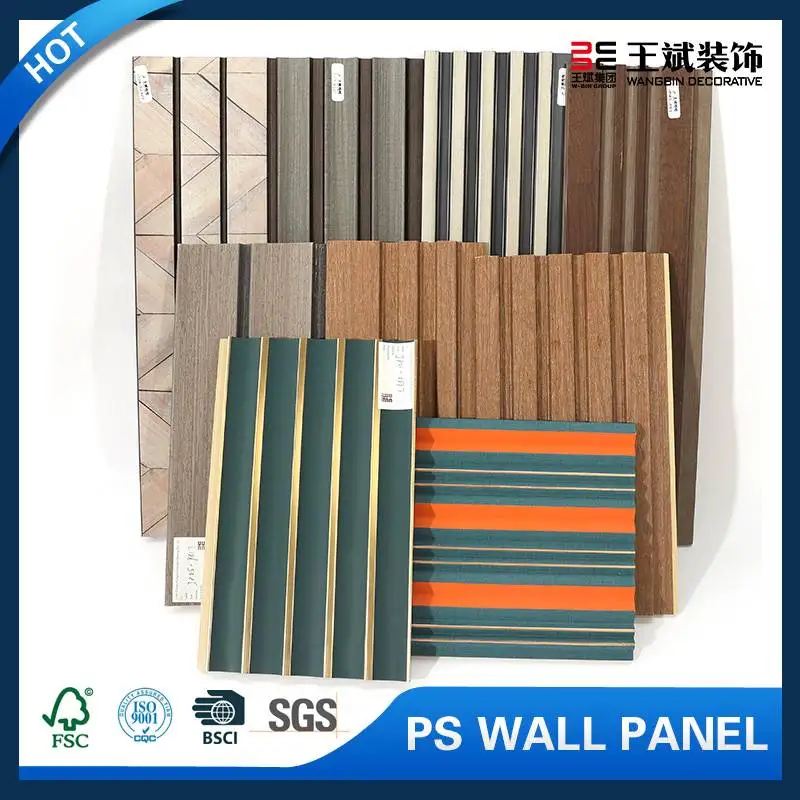 Factory High Quality JP32/JP02  New Colors Charcoal Louvers Interior Decoration PS WPC 3D Other Wallpaper/Wall Panel