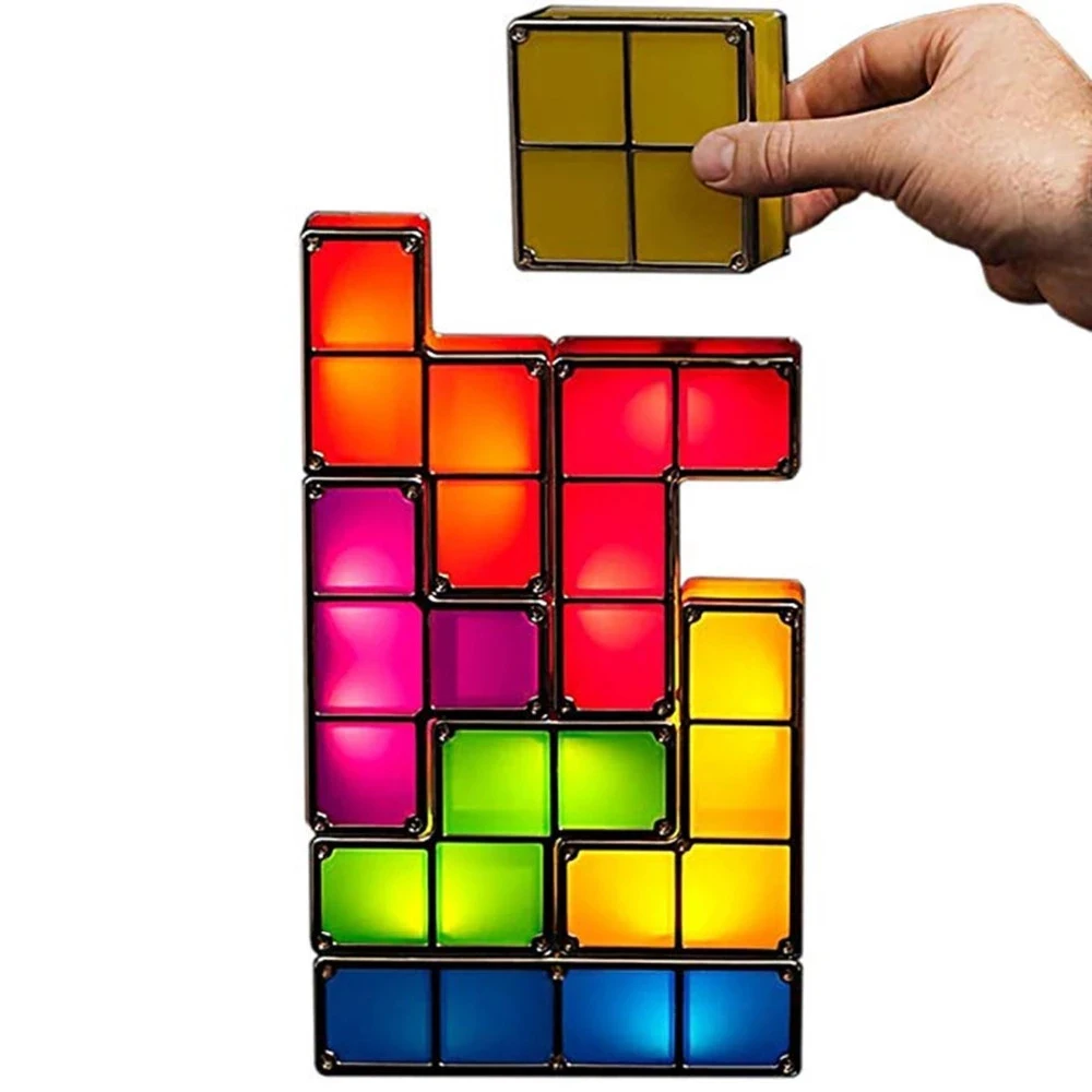DIY Stackable Night Light 3D Puzzles Light Colorful Blocks Induction Interlocking Led Novelty Desk Lamp Baby Gift
