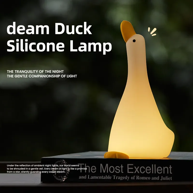 New Design Wholesale Hot Sale Silicone Night Light USB Charging Baby Room Dream Duck Led Night Lamp Sleep Night Light For Kids
