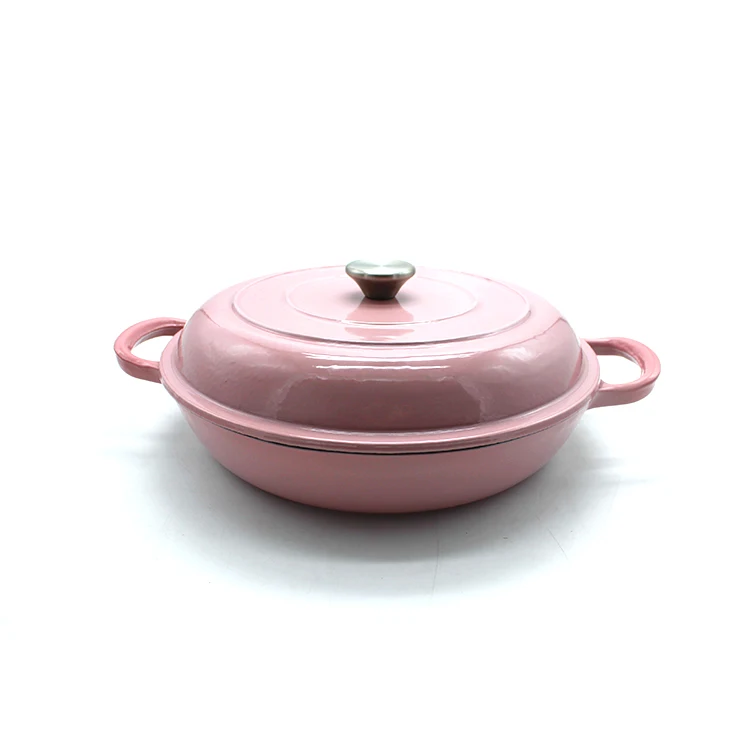 2in1 cast iron double dutch oven with frying pan die casting pot frying pan cast iron non stick square bbq grill pan