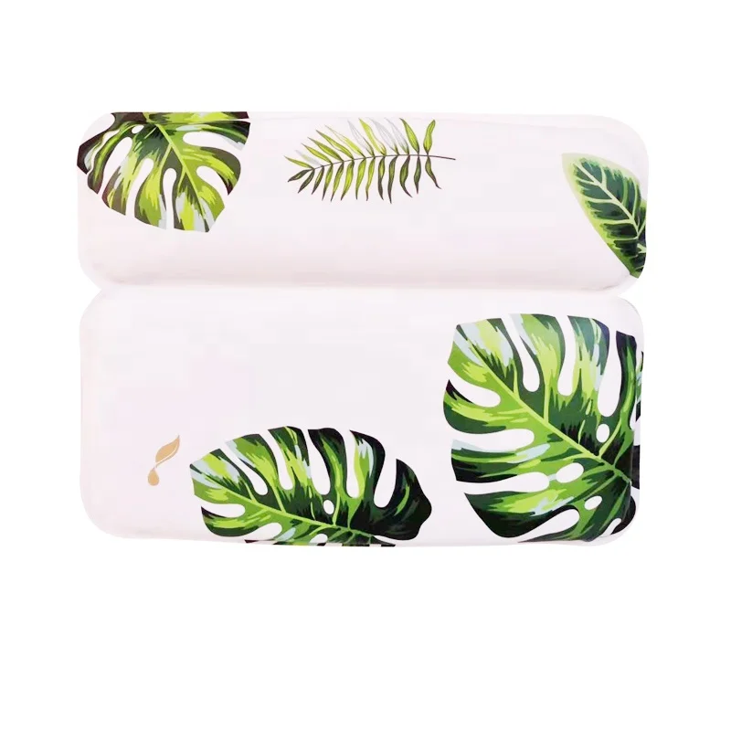 New Print Bath Pillow Suction Cups Bathtub Pillow Comfortable Waterproof Bath Pillow 2 Panel Design for Shoulder & Neck Support