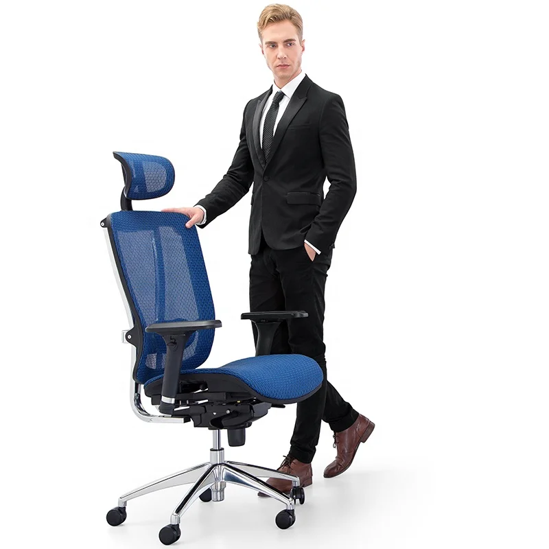 
ZHIXING Modern Ergonomic Adjustable Functions Blue Mesh High Back Office Chair 