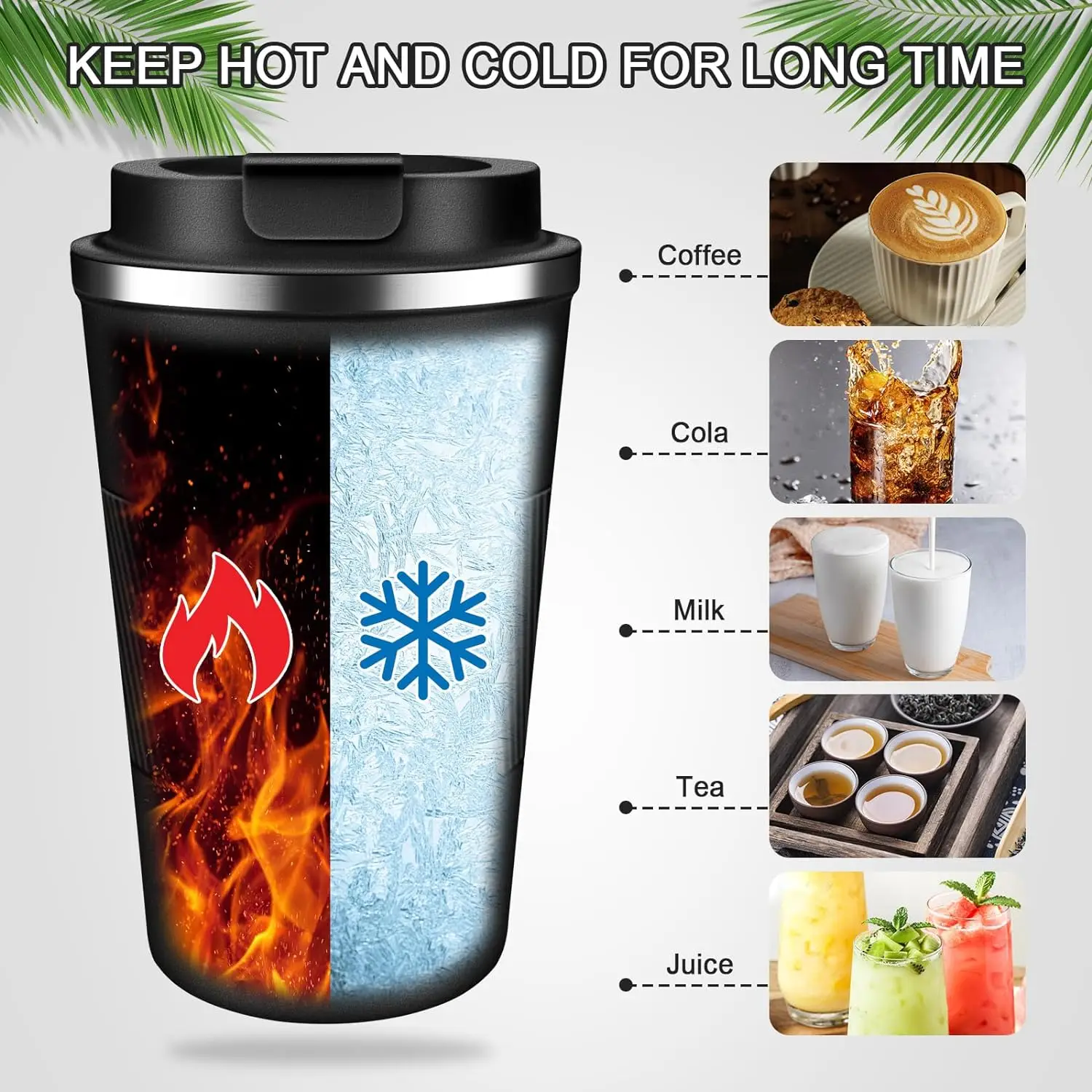 Custom Thermal Coffee Tumbler 12oz Stainless Steel Reusable Vacuum Insulated Travel 17oz Coffee Mug With Leakproof Lid