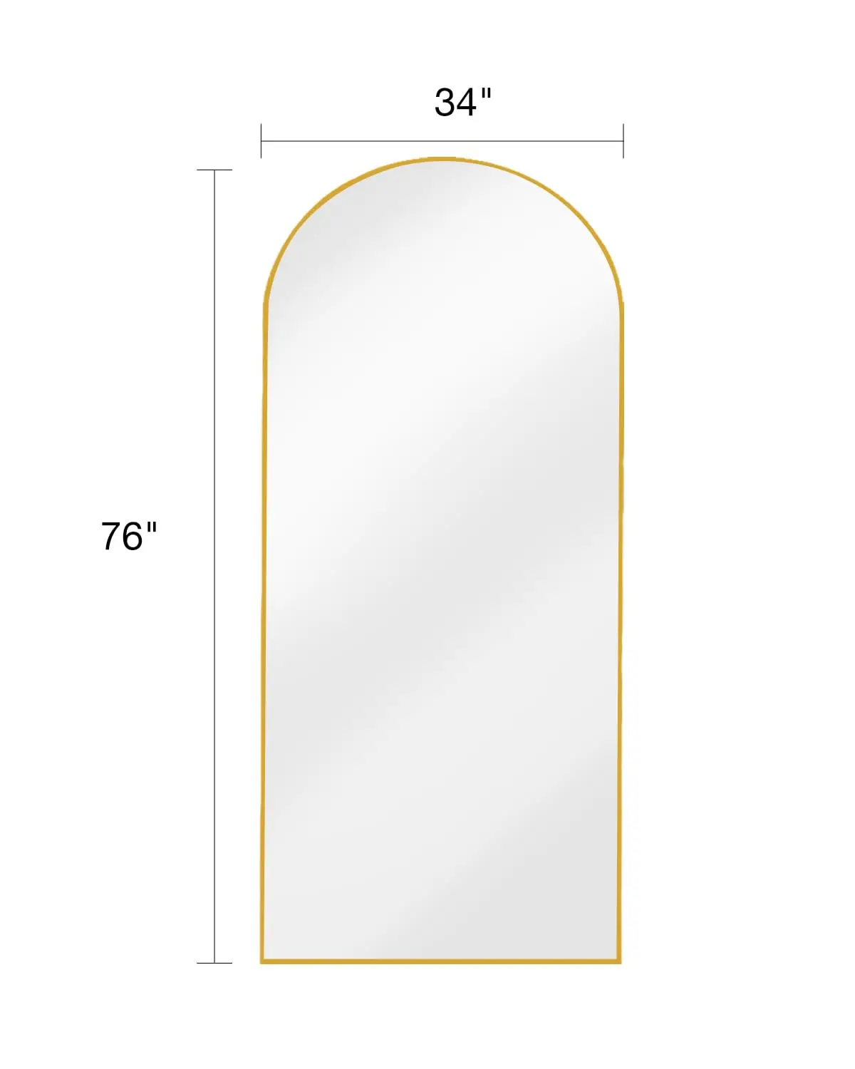 Arched Gold Aluminum Framed Free Standing Bedroom Leaning Living Room Tall Ceiling Body Floor Mirrors Full Length Large Size