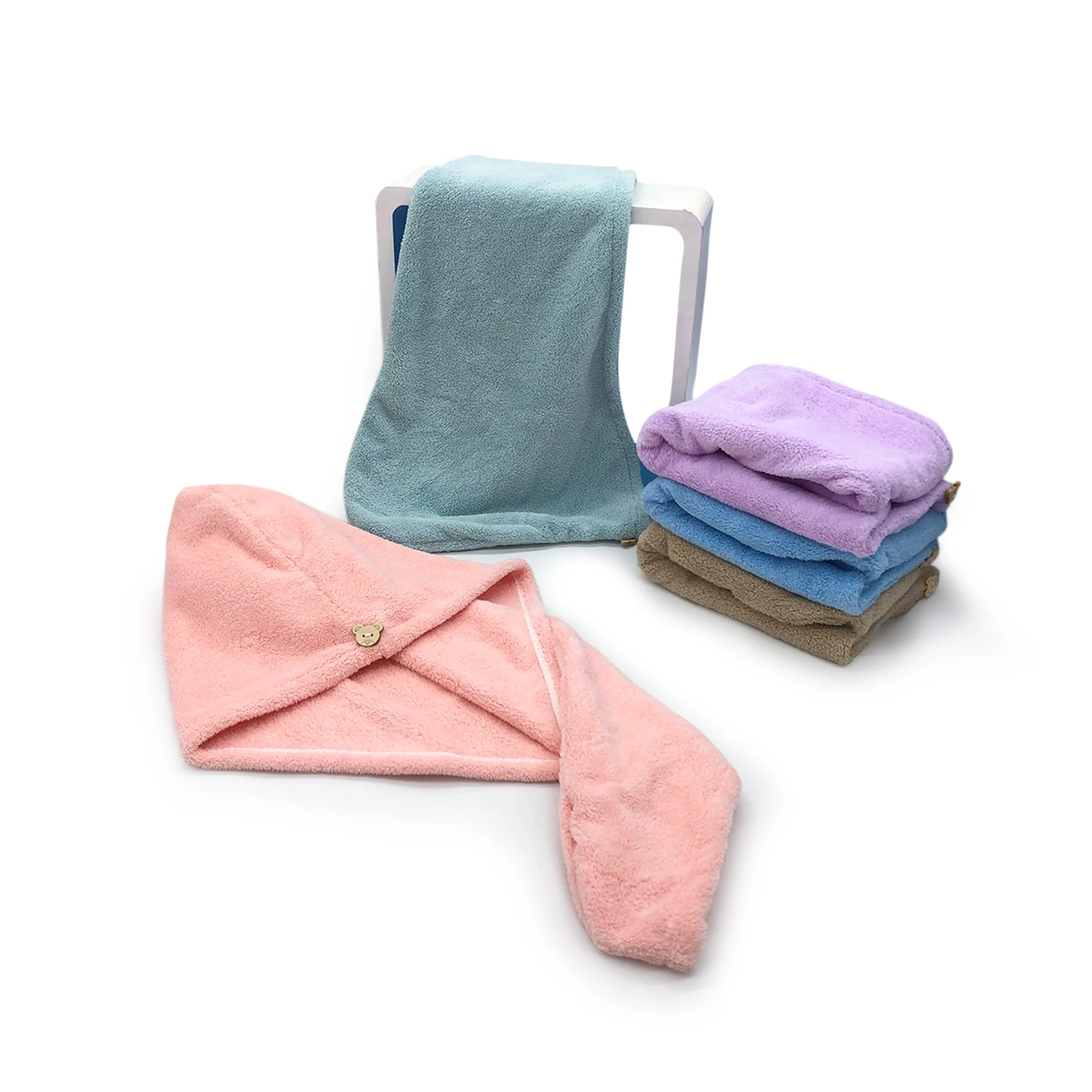 Wholesale Custom SPA Women's Super Absorbent Quick Dry Girls Women Microfiber Hair Turban Wrap Towel