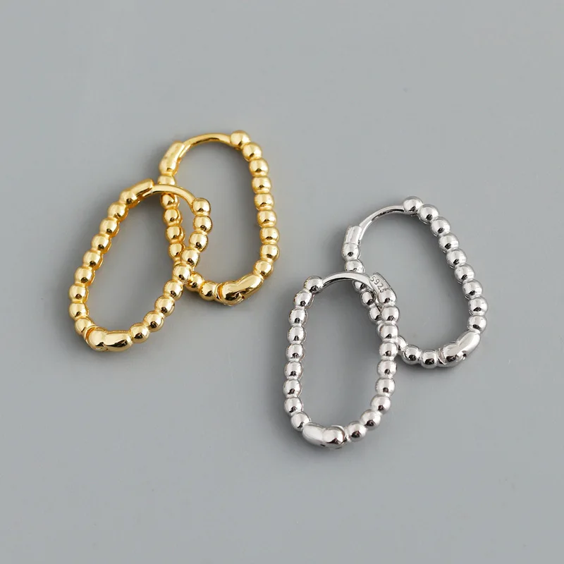 High Quality New Simple Design S925 Sterling Silver Beads Hoop 925 Silver Earrings For Women