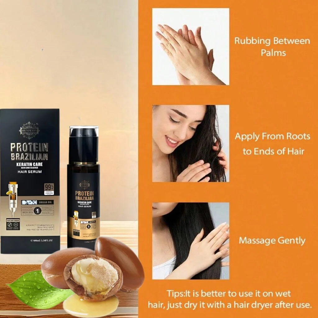 HENIWAYS Scalp Care Serum Keratin Protein Brazilian Hair-Loss Refreshing Anti-Dandruff Hair Serum 100ml