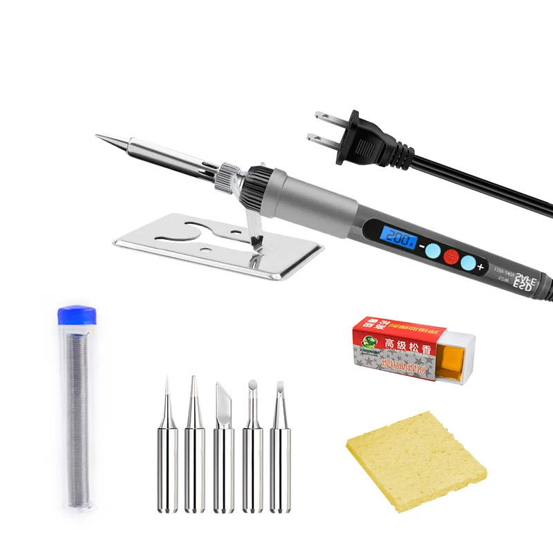 Us gauge LCD electric Soldering iron set Welding tool Power supply 110V 60W Replaceable soldering iron tip