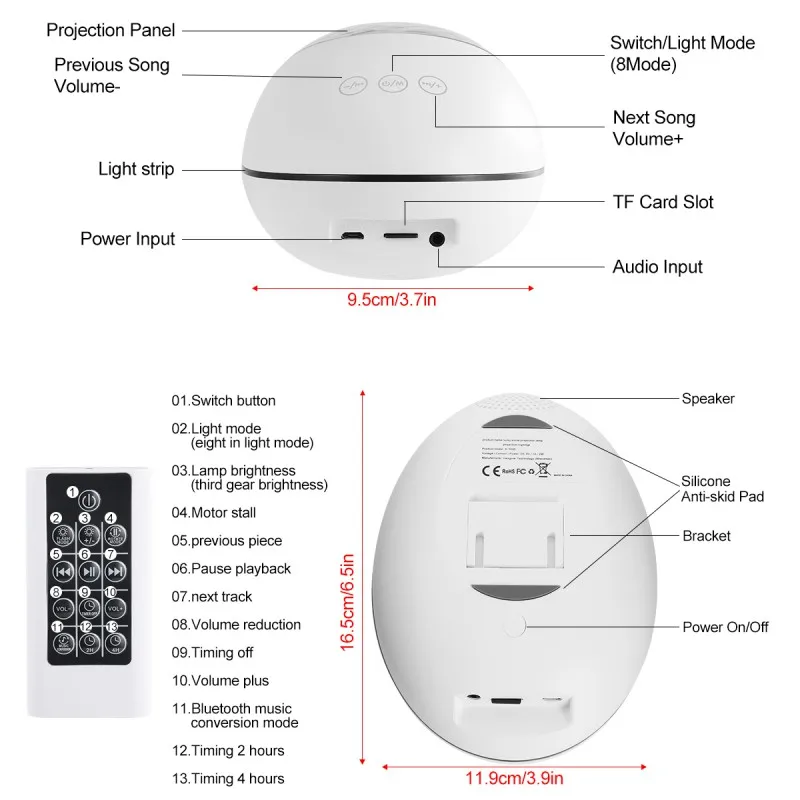 Ocean Wave Projector Night Light Lamp BT Music Player Remote Control Water Wave Led Projector For Baby
