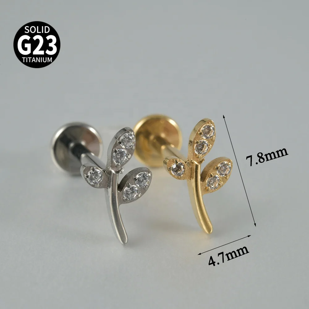 10 видов стилей G23 из чистого титана с цирконием плоская спинка квадратные позолоченные серьги-гвоздики для ушей