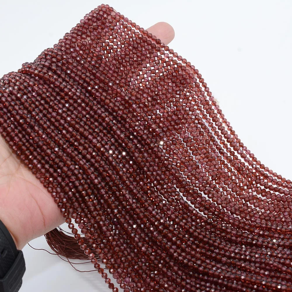 Natural Almandine Garnet Faceted Round Beads 3mm