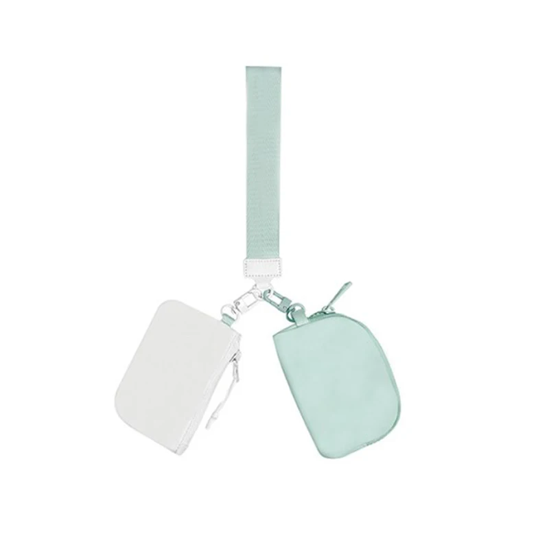 Key Ring Pouch Bag For Women Designer Mini Zip Wristlet Wallet Wholesale Nylon Dual Pouch Wristlet