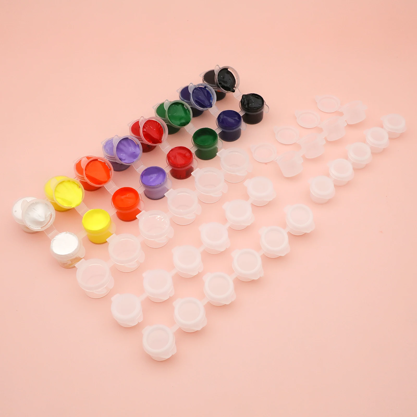 3ml 6pcs Art Mini Empty Paint Pots Acrylic Paint Container Strips Storage Cup With Lids