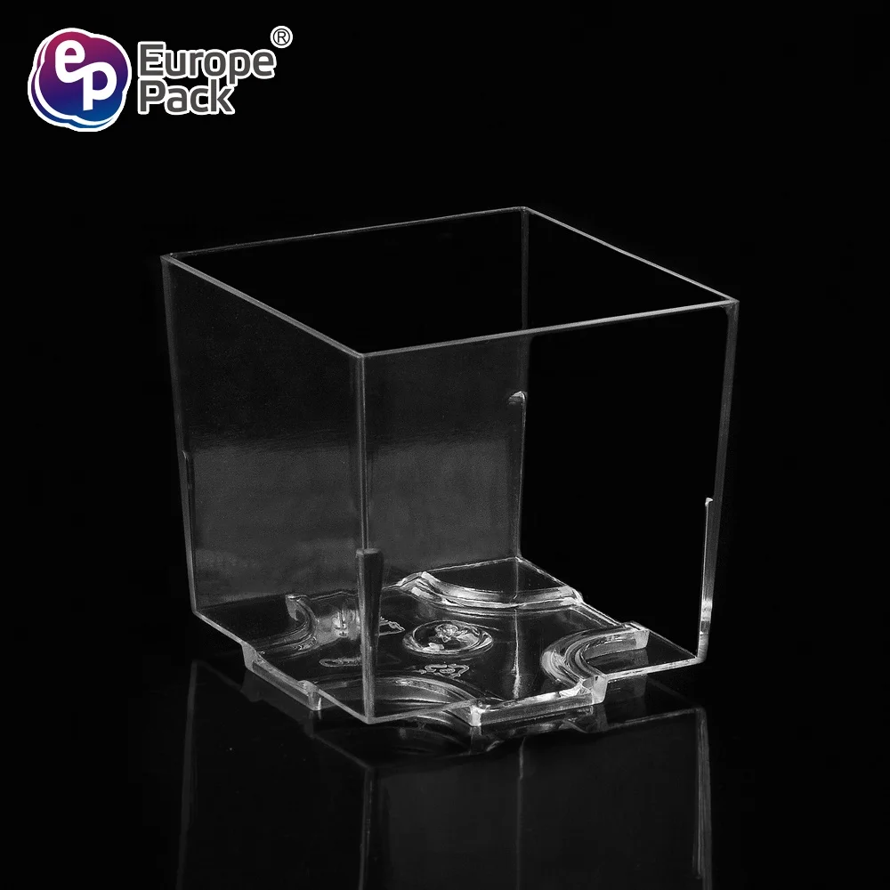 High quality mini disposable dessert square plastic cups with 60ml capacity