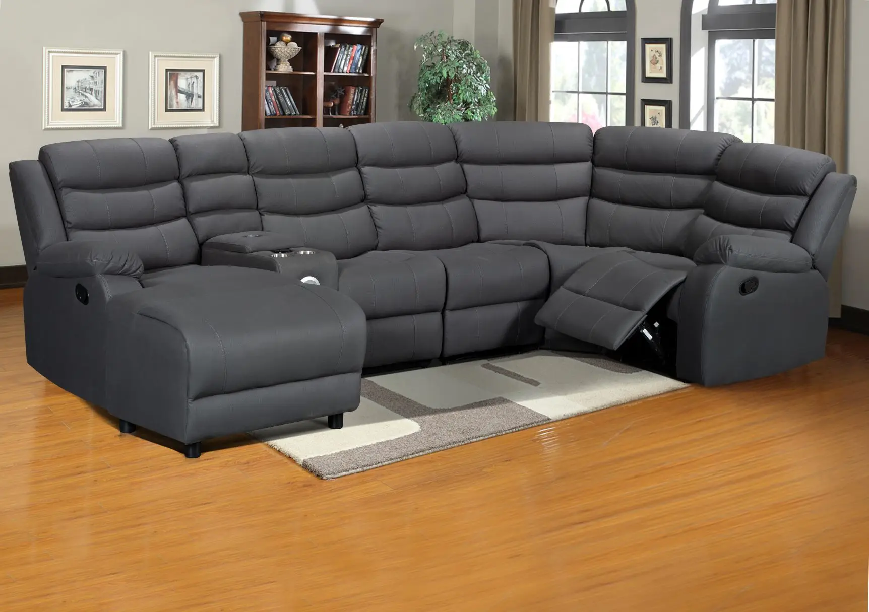 CY Factory Direct Price Air Leather Manual Living Room section Manual Recliner Sofa Set