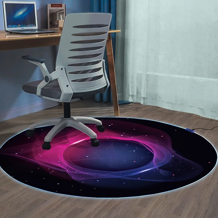 2024 LW Custom Design Printed Gaming Racing Chair Mat Hardwood Floor Gaming Mat LED Light Gaming Mat