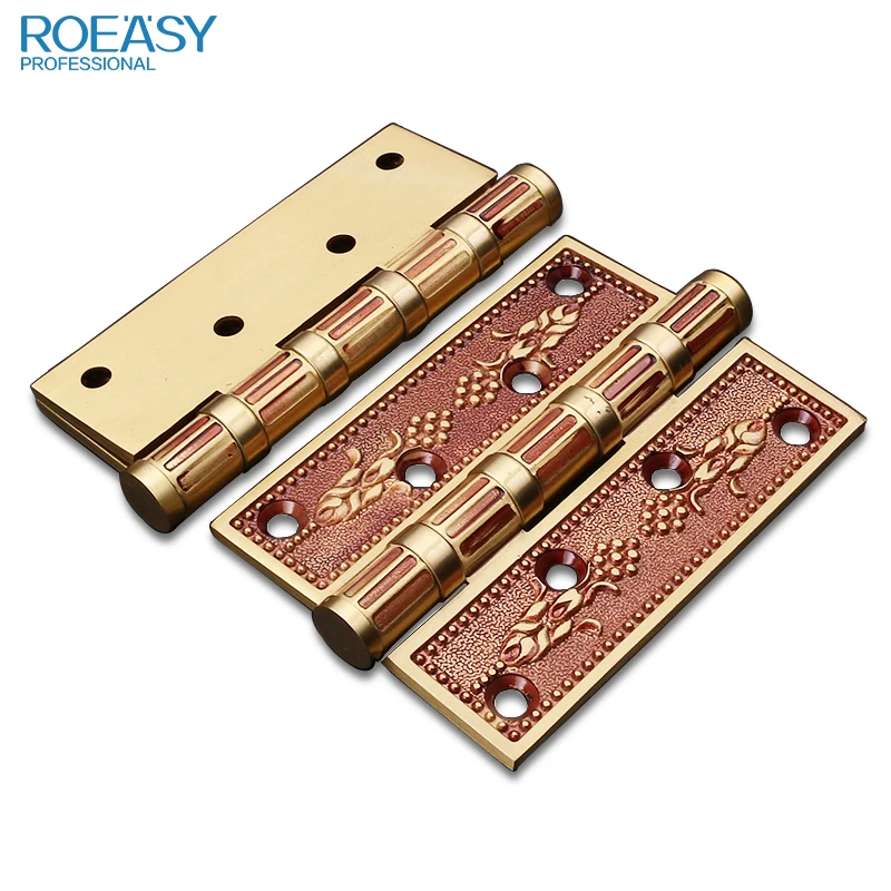 ROEASY European style luxury wooden door metal pivot hinge 4BB ball bearing 4 inch mute flush brass door hinge for heavy door