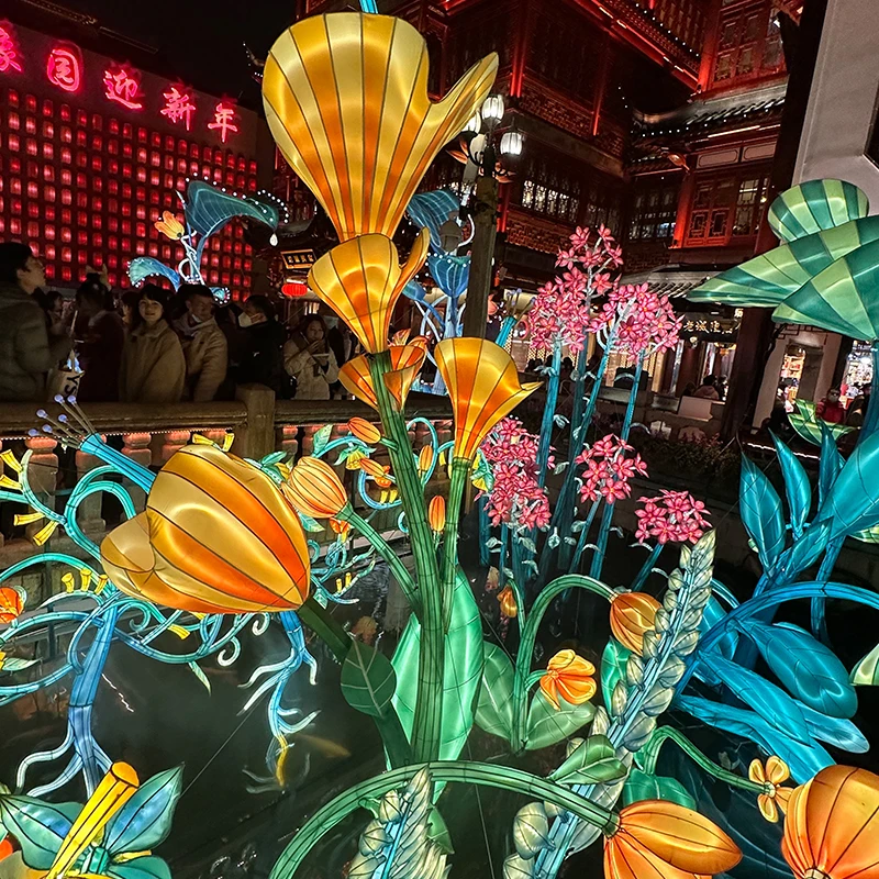 Art Show Lantern Park Decorative Zigong Artificial Chinese Silk Waterproof Lotus Outdoor Theme