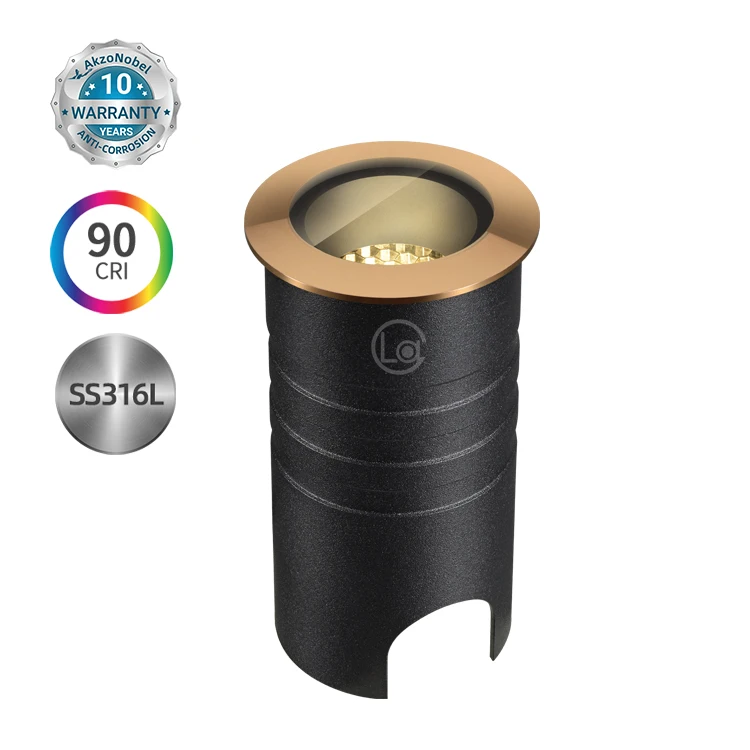 Deep anti glare IP67 Waterproof Gold Copper Recessed LED Underground light Outdoor Garden Lighting Inground Uplight