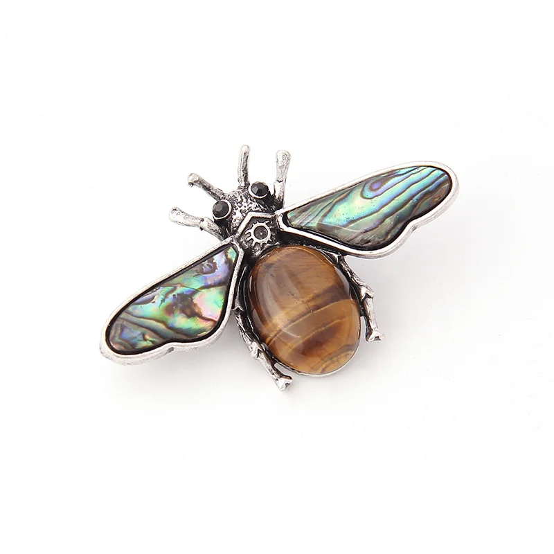 V&R Fashion jewelry custom  silver brooch pin cute insect shape with resin wing vintage design for women bee brooch pin