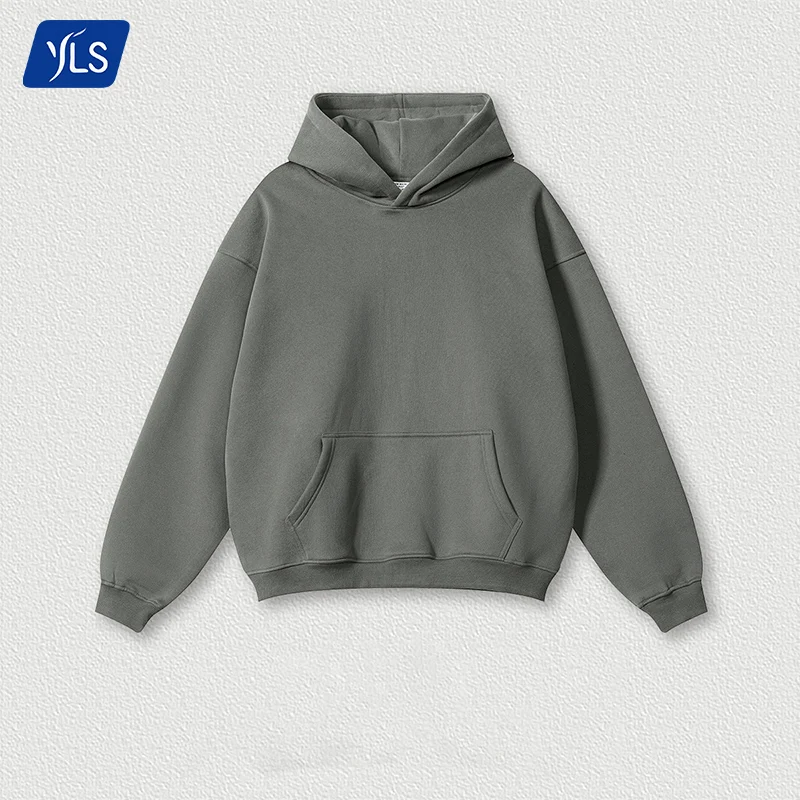 YLS Luxury Unisex Hoodies Oversized Printed Best Quality Hoody Knitted Stringless 345gsm Cotton Fleece Blank Plain Hoodies
