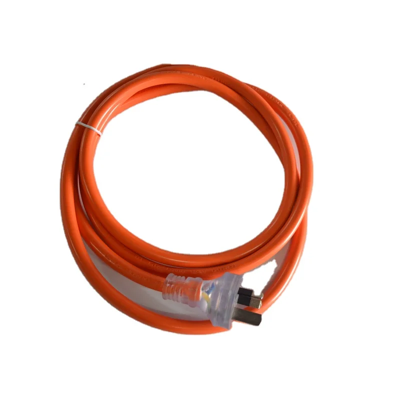 AU orange power extension cord with transparent plug and socket