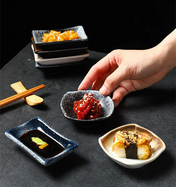 Harmony Originality Japanese Tableware Restaurant Wholesale Small Dish Product Rectangle Ceramic Dipping Sauce Dish