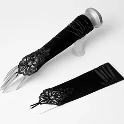 Fingerless Long White Gloves Pierced Elbow Length Satin Gloves Opera Evening Party 1920s Gloves for Women