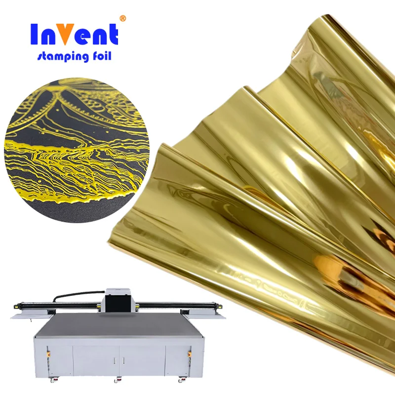 32CM Stamping Varnish and  Hot Stamping Foil 3D Crystal Stickers UV digital printing film Gold foil  for lamination foil rolls