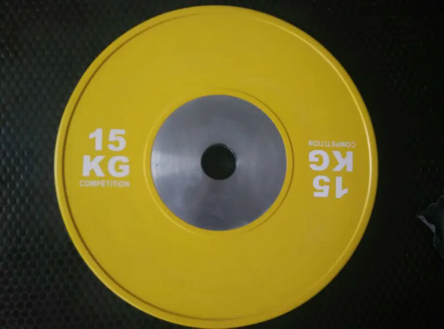 Factory custom gym weights equipment fitness weight lifting cast iron bumper plate 15kg competition weight plates