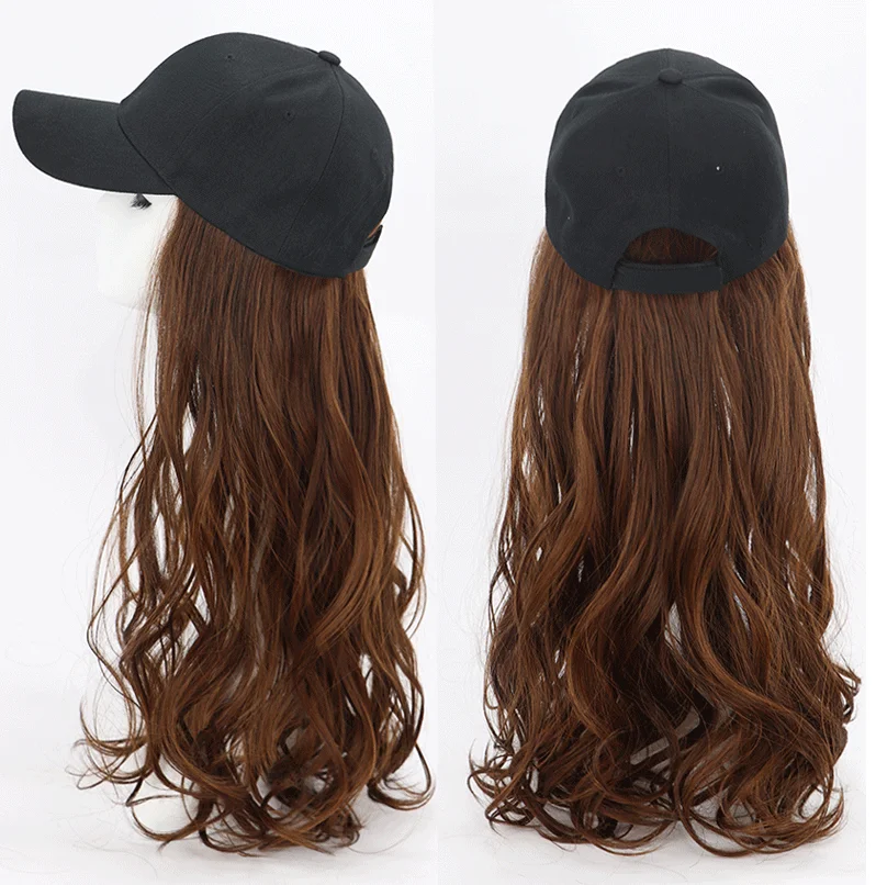 
2019 new design fashion wig ,straight and curly ,many size ,various colors wig with baseball hat 
