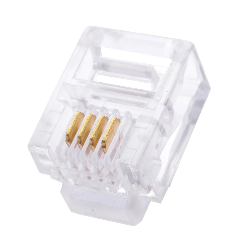 High quality gold plated RJ11 telephone crystal head Cat3 phone modular plugs 6P4C connector