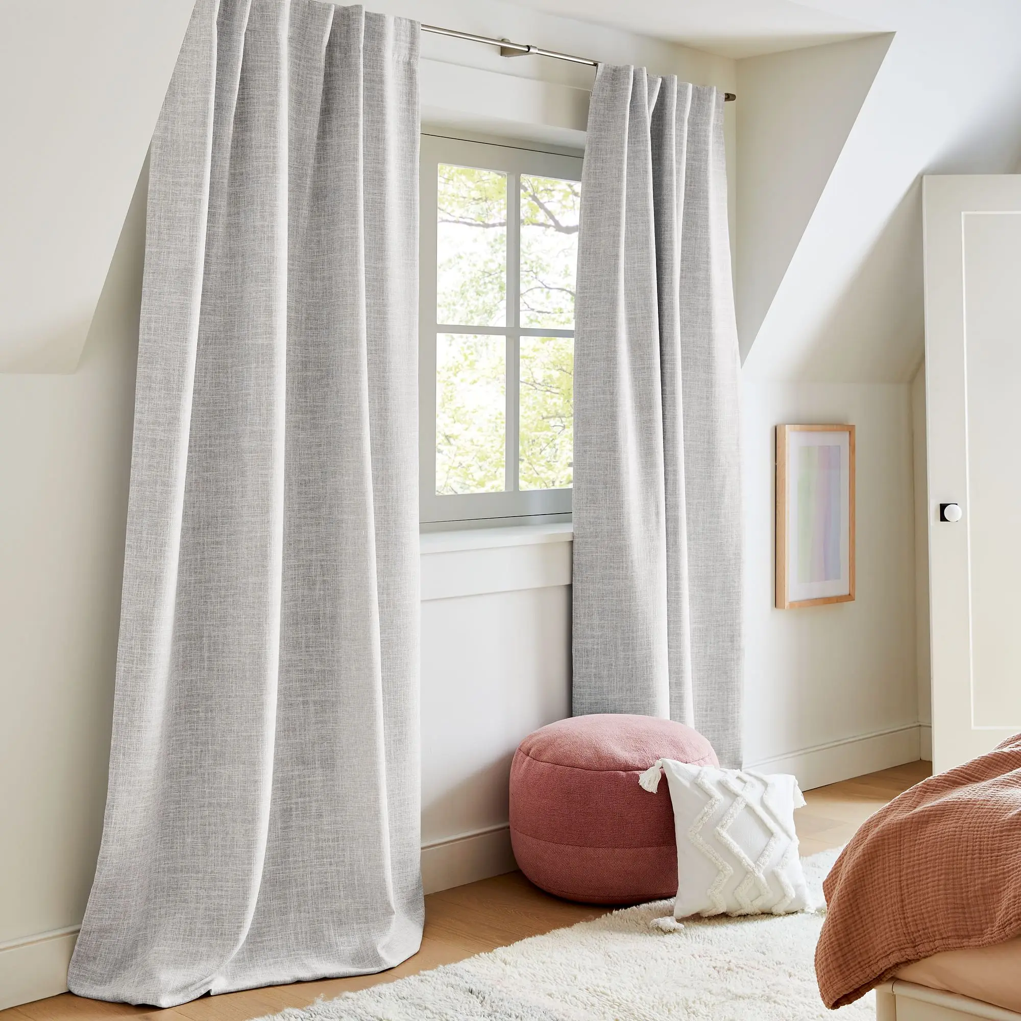 Wholesale Custom Luxury Solid Windows blinds Drapes 100% Polyester Linen Look Blackout Curtain for living room