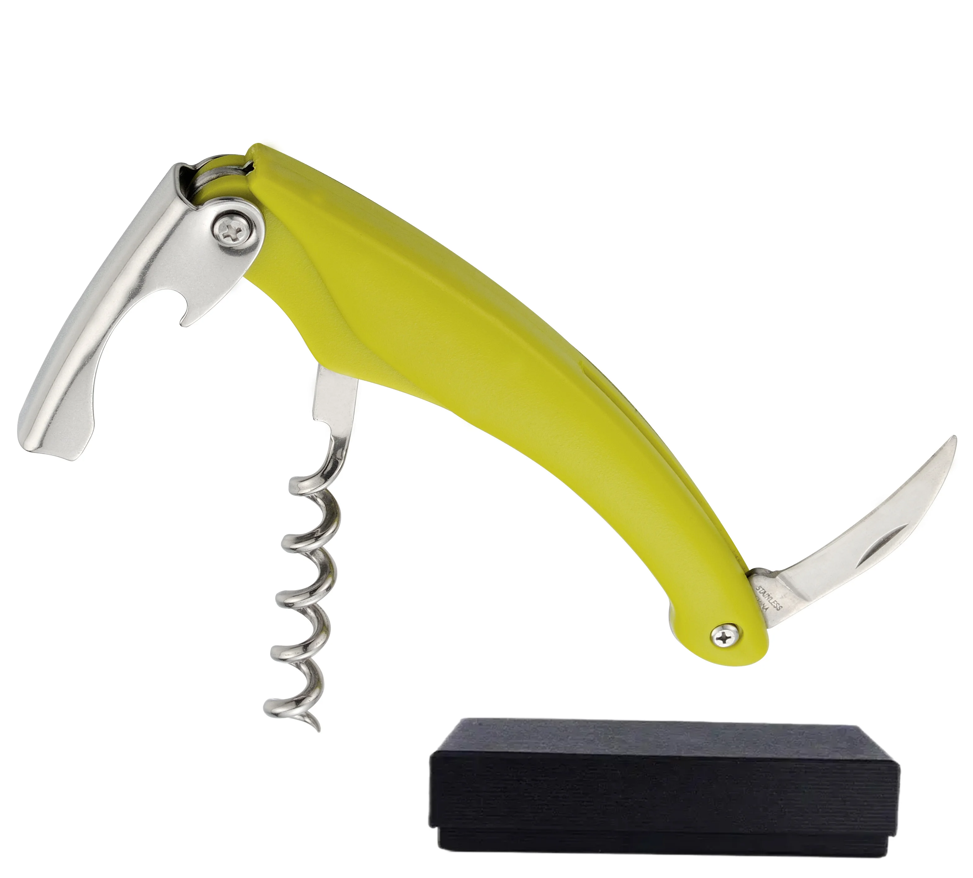 New Wine Bottle Opener with Black Gift Box,  Multi-Functional Bottle Openers Wine Cork Screw Corkscrew, Beer Cap Remover Bar