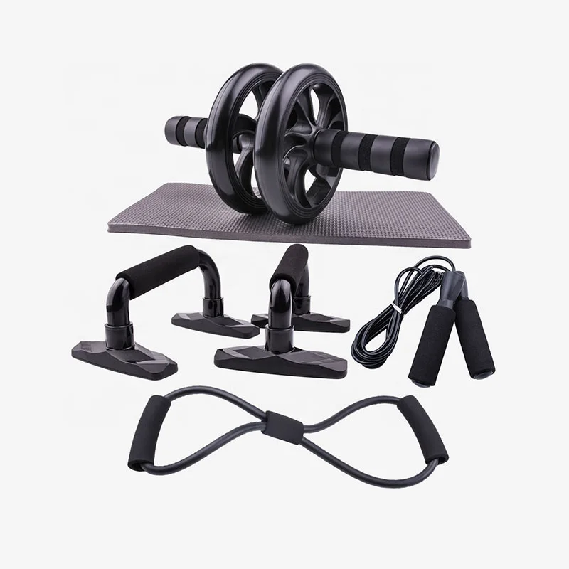 Factory custom gym ab rollers ab sports equipment rollers and push ups PVC jump rope with kneeling pad