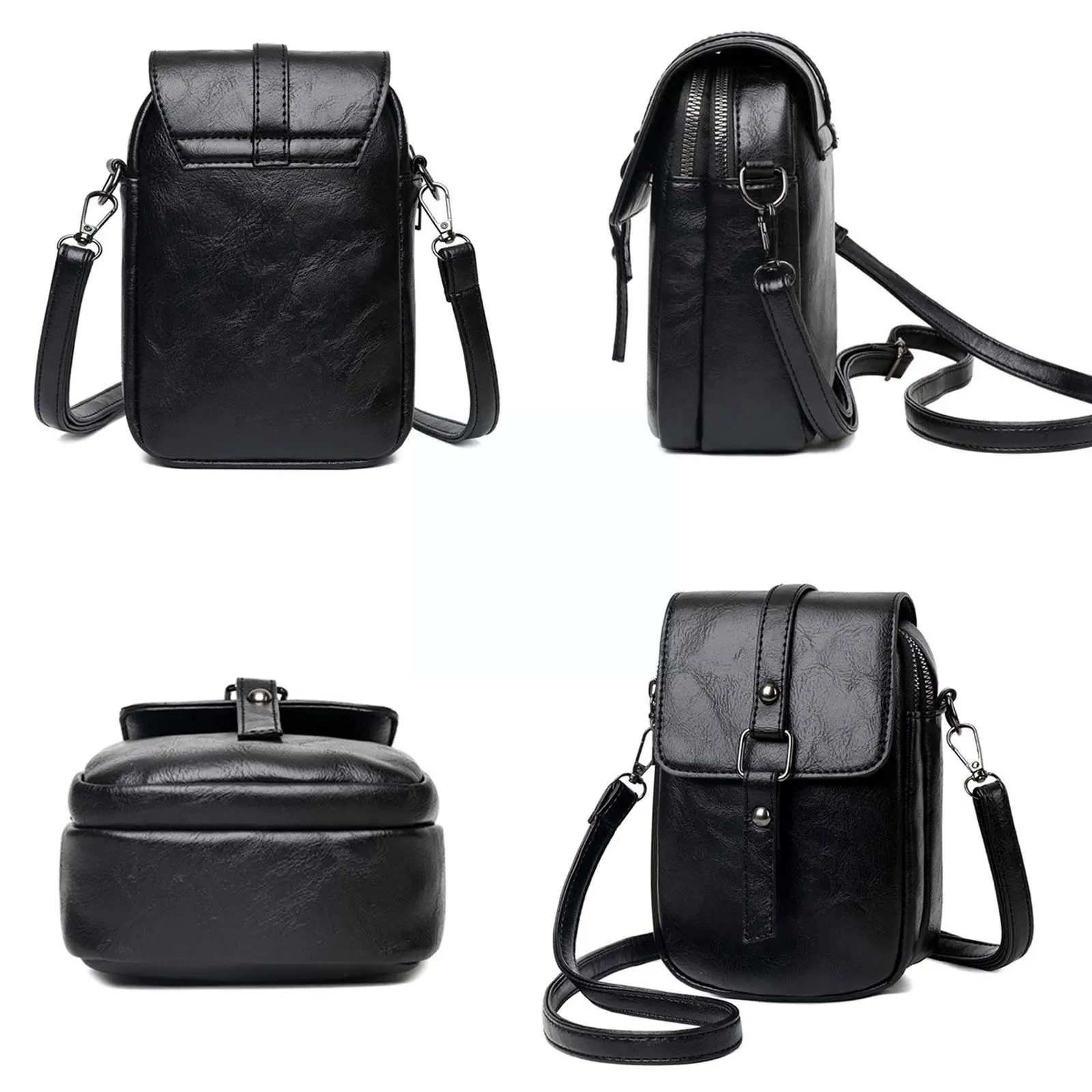 Women Crossbody Bag Mobile Phone Bag Leather Cross-body Card Wallet Pouch Travel Handbag Mini Wallet Shoulder Purse D2K0