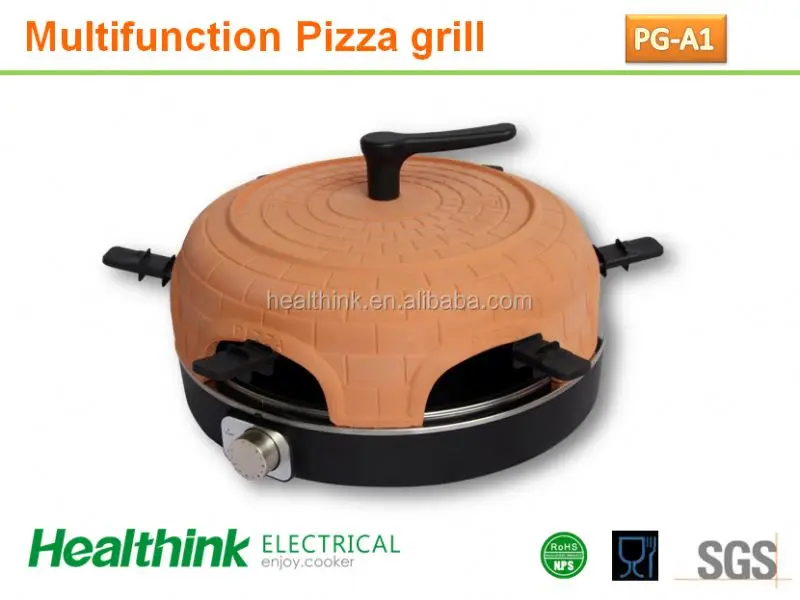 2000W electric bbq pizza grill, raclette function with 6 small pans