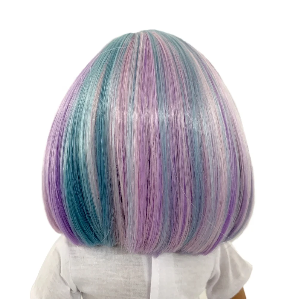 2021The New-Hot Sale Beautiful Long Curly blue mix color Wig For 18 inches Doll Fashion BJD Doll Accessories