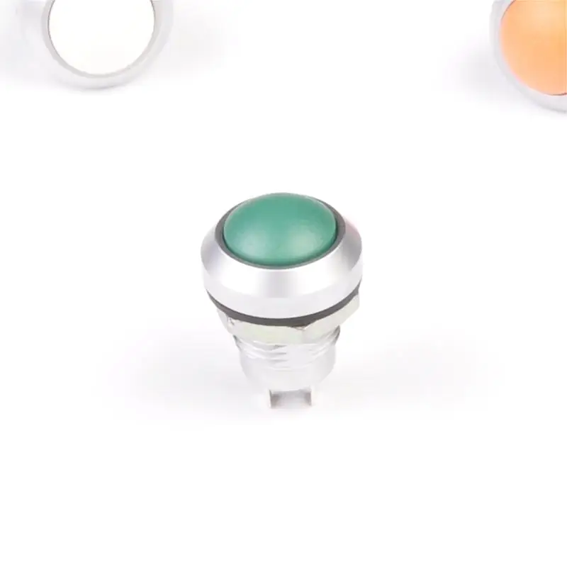 Toowei mini micro lamp-less momentary push button switch white round metal 12mm 3a 220 volt ip67 for boat