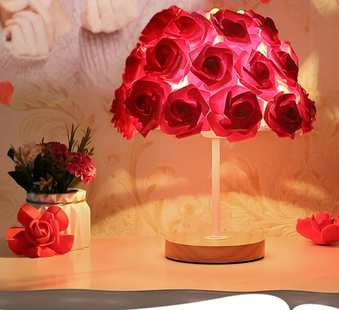 Led Rose Flower Table Lamp For Bedside Living Room Gift Light Holiday Party Wedding Christmas Event Decor Night Light