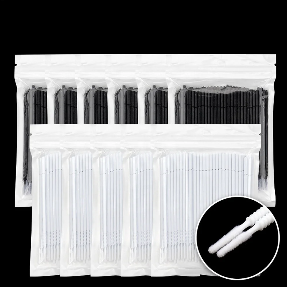 100 Pcs Long Head Micro Brush Applicators Bendable False Eyelash Grafting Cleaning Cotton Swab Disposable Cotton Swab