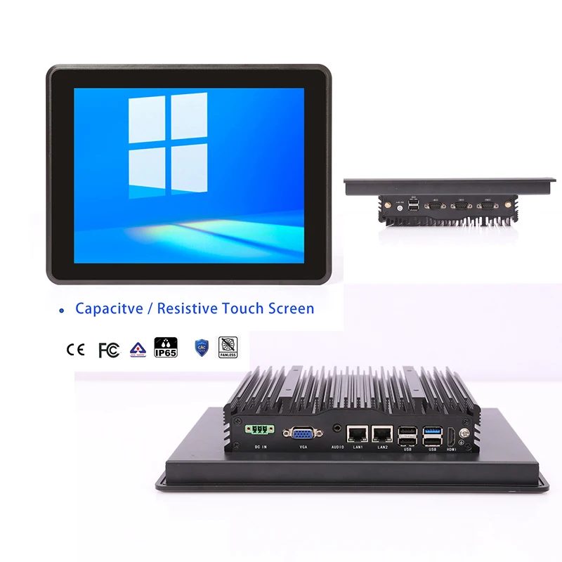 FANLESS IPC J1900/J6412 i3 i5 i7 Industrial Panel PC with IP65 Rating in Stock for AGV Controllers Machine Vision and Logistics