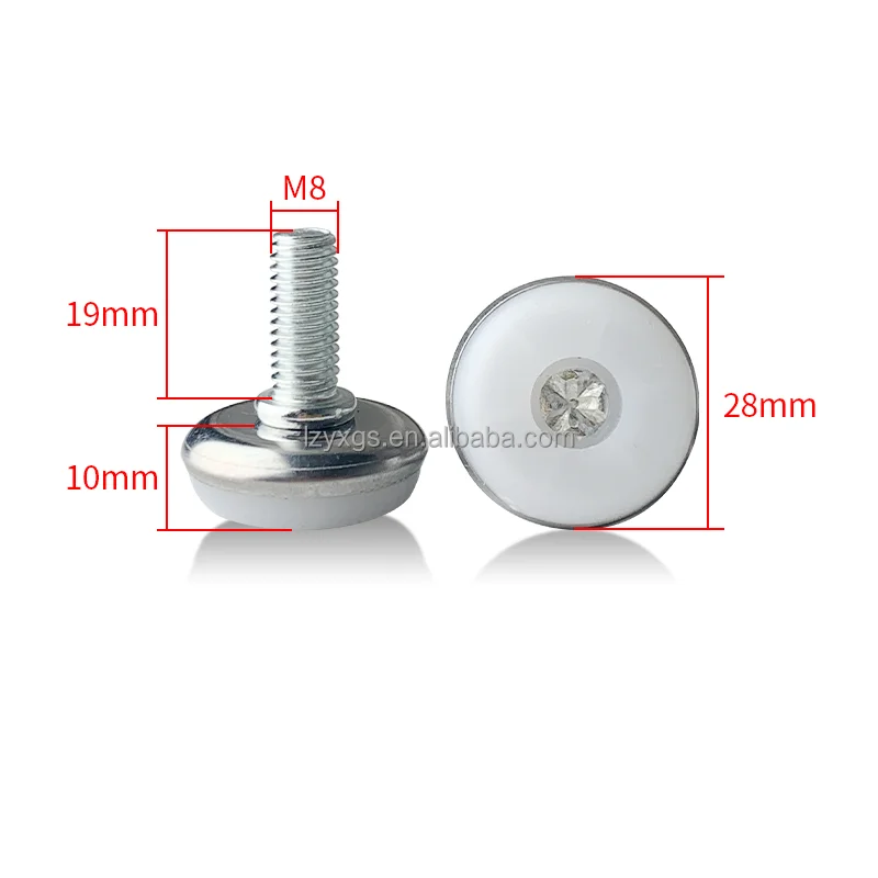 M8*19*28mm White Background Adjustable Foot Home Table and Chair Non-slip Increase Cushion Furniture Hardware Accessories