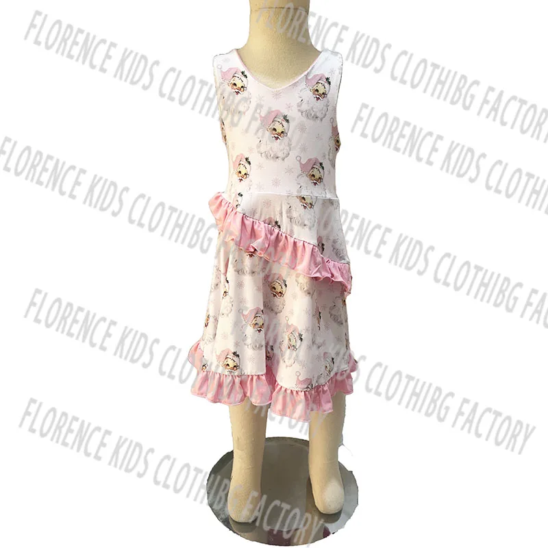 DH OEM Christmas custom wholesale toddler baby children red bamboo dress kids dresses for girls